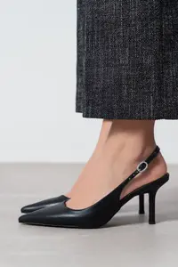Nisantasi Shoes Mendy Black MATTE Belt Detailed Pointed toe Women Heels Shoes - Image 2