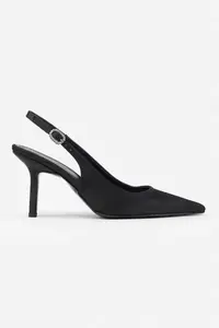 Nisantasi Shoes Mendy Black Satin Belt Detailed Pointed toe Women Heels Shoes