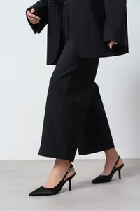 Nisantasi Shoes Mendy Black Satin Belt Detailed Pointed toe Women Heels Shoes - Image 2
