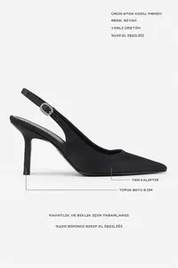 Nisantasi Shoes Mendy Black Satin Belt Detailed Pointed toe Women Heels Shoes - Image 4