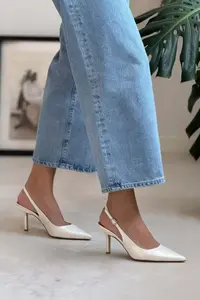 Nisantasi Shoes Mendy PEARL MATTE Belt Detailed Pointed toe Women Heels Shoes - Image 6
