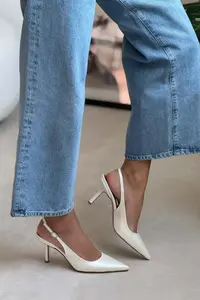 Nisantasi Shoes Mendy PEARL MATTE Belt Detailed Pointed toe Women Heels Shoes - Image 9