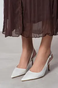 Nisantasi Shoes Mendy Pearl Satin Belt Detailed Pointed toe Women Heels Shoes - Image 4