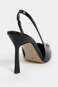 Nisantasi Shoes VIPER Black Patent Gold Framed Stone Accessory Detailed Pointed toe Women Heels Shoes - Image 6