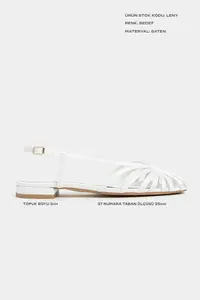 Nisantasi Shoes Leny Pearl Satin Piped 1-2 Cm Thick Heels Women Sandals Flats - Image 2