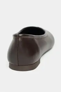 Nisantasi Shoes Calm COFFEE MATTE Flat Sole Women Flats Shoes - Image 4