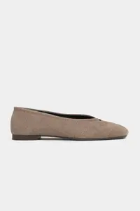 Nisantasi Shoes Calm Dark Beige Suede Flat Sole Women Flats Shoes