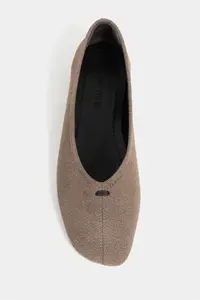 Nisantasi Shoes Calm Dark Beige Suede Flat Sole Women Flats Shoes - Image 3