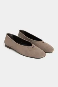Nisantasi Shoes Calm Dark Beige Suede Flat Sole Women Flats Shoes - Image 5