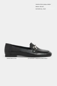 Nisantasi Shoes Rory Black MATTE Hair Clip Detailed Flat Sole Women Loafer Shoes - Image 2