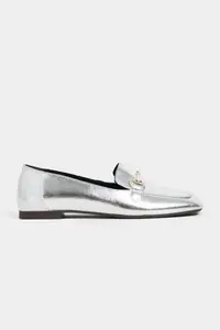 Nisantasi Shoes Rory Silver Patterned Hair Clip Detailed Flat Sole Women Loafer Shoes
