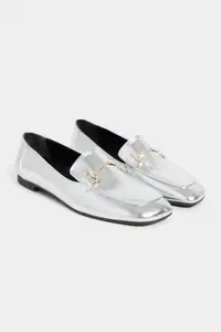 Nisantasi Shoes Rory Silver Patterned Hair Clip Detailed Flat Sole Women Loafer Shoes - Image 5
