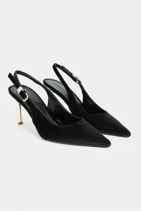 Nisantasi Shoes Viora Black Velvet Belt Detailed Women Gold Heels Shoes - Image 5
