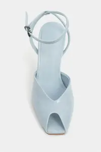Nisantasi Shoes Vela Bebe Blue RUSTIC Ankle Tied Toe Light Detailed Women Heels Shoes - Image 4