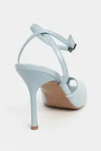Nisantasi Shoes Vela Bebe Blue RUSTIC Ankle Tied Toe Light Detailed Women Heels Shoes - Image 5
