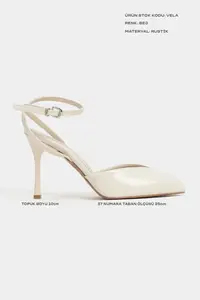 Nisantasi Shoes Vela Beige RUSTIC Ankle Tied Toe Light Detailed Women Heels Shoes - Image 2