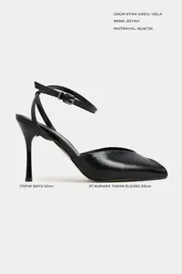 Nisantasi Shoes Vela Black RUSTIC Ankle Tied Toe Light Detailed Women Heels Shoes - Image 3