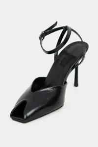 Nisantasi Shoes Vela Black RUSTIC Ankle Tied Toe Light Detailed Women Heels Shoes - Image 4