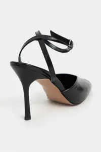 Nisantasi Shoes Vela Black RUSTIC Ankle Tied Toe Light Detailed Women Heels Shoes - Image 5