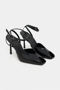 Nisantasi Shoes Vela Black RUSTIC Ankle Tied Toe Light Detailed Women Heels Shoes - Image 6