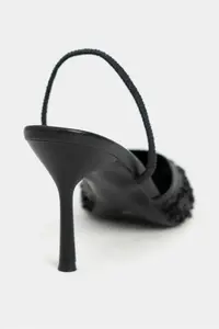 Nisantasi Shoes Sara Black Net BEAD Detailed Pointed toe Women Heels Shoes - Image 9