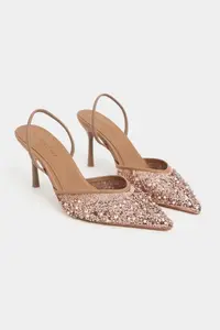 Nisantasi Shoes Sara Nude Net BEAD Detailed Pointed toe Women Heels Shoes - Image 9