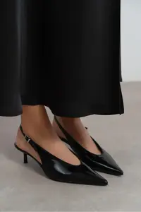 Nisantasi Shoes Dorey Black Patent Bilek Hair Clip Detailed Women Heels Shoes - Image 6