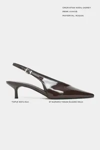 Nisantasi Shoes Dorey Brown Patent Bilek Hair Clip Detailed Women Heels Shoes - Image 2