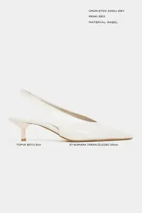 Nisantasi Shoes Melvin Beige Patterned MATTE Bilek Tyre Detailed Women Heels Shoes - Image 3