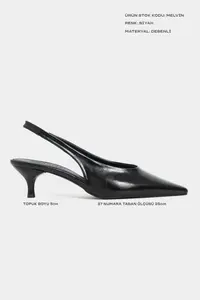 Nisantasi Shoes Melvin Black Patterned MATTE Bilek Tyre Detailed Women Heels Shoes - Image 2