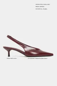 Nisantasi Shoes Melvin Burgundy Patterned MATTE Bilek Tyre Detailed Women Heels Shoes - Image 2