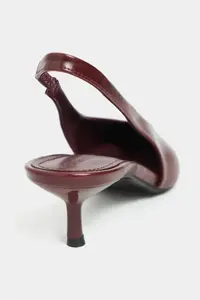 Nisantasi Shoes Melvin Burgundy Patterned MATTE Bilek Tyre Detailed Women Heels Shoes - Image 4