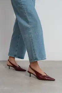 Nisantasi Shoes Melvin Burgundy Patterned MATTE Bilek Tyre Detailed Women Heels Shoes - Image 6