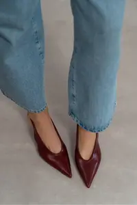 Nisantasi Shoes Melvin Burgundy Patterned MATTE Bilek Tyre Detailed Women Heels Shoes - Image 7