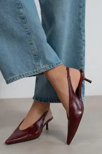 Nisantasi Shoes Melvin Burgundy Patterned MATTE Bilek Tyre Detailed Women Heels Shoes - Image 8