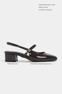 Nisantasi Shoes Tedy Brown Patent Blunt Toe Hair Clip Detailed Back Light Short Heels Women Flats - Image 2