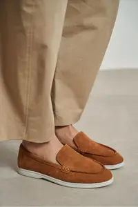 Nisantasi Shoes Vayne Tan GENUINE Leather Flat Sole Women Flats - Image 8