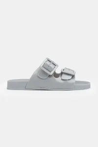 Nisantasi Shoes Marlowe Transparent Gray Double Hair Clip Detailed Flat Sole Women Slippers - Image 3