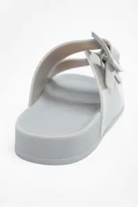 Nisantasi Shoes Marlowe Transparent Gray Double Hair Clip Detailed Flat Sole Women Slippers - Image 6