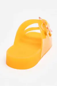 Nisantasi Shoes Marlowe Transparent Orange Double Hair Clip Detailed Flat Sole Women Slippers - Image 6