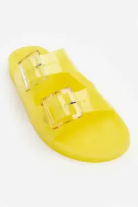 Nisantasi Shoes Marlowe Transparent Yellow Double Hair Clip Detailed Flat Sole Women Slippers - Image 10