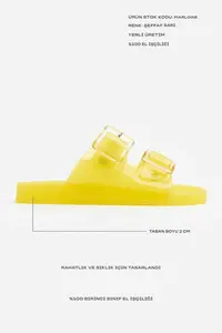 Nisantasi Shoes Marlowe Transparent Yellow Double Hair Clip Detailed Flat Sole Women Slippers - Image 2