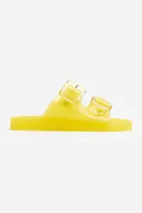 Nisantasi Shoes Marlowe Transparent Yellow Double Hair Clip Detailed Flat Sole Women Slippers - Image 8