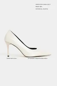 Nisantasi Shoes ZIVY Beige RUSTIC Patterned Blunt Toe Pattern 7-8-Y Cm Heel Height Closed Heels Women Shoes - Image 2