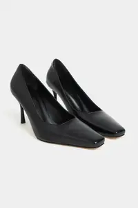Nisantasi Shoes ZIVY Black RUSTIC Patterned Blunt Toe Pattern 7-8-Y Cm Heel Height Closed Heels Women Shoes