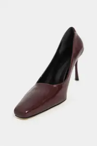 Nisantasi Shoes ZIVY Burgundy RUSTIC Patterned Blunt Toe Pattern 7-8-Y Cm Heel Height Closed Heels Women Shoes - Image 3