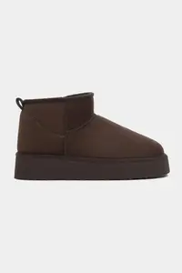 Nisantasi Shoes Mini Brown Suede Inside FURRY Thick Sole Women Boots