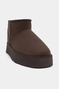 Nisantasi Shoes Mini Brown Suede Inside FURRY Thick Sole Women Boots - Image 6