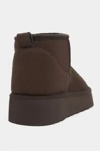 Nisantasi Shoes Mini Brown Suede Inside FURRY Thick Sole Women Boots - Image 7