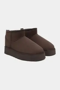 Nisantasi Shoes Mini Brown Suede Inside FURRY Thick Sole Women Boots - Image 8